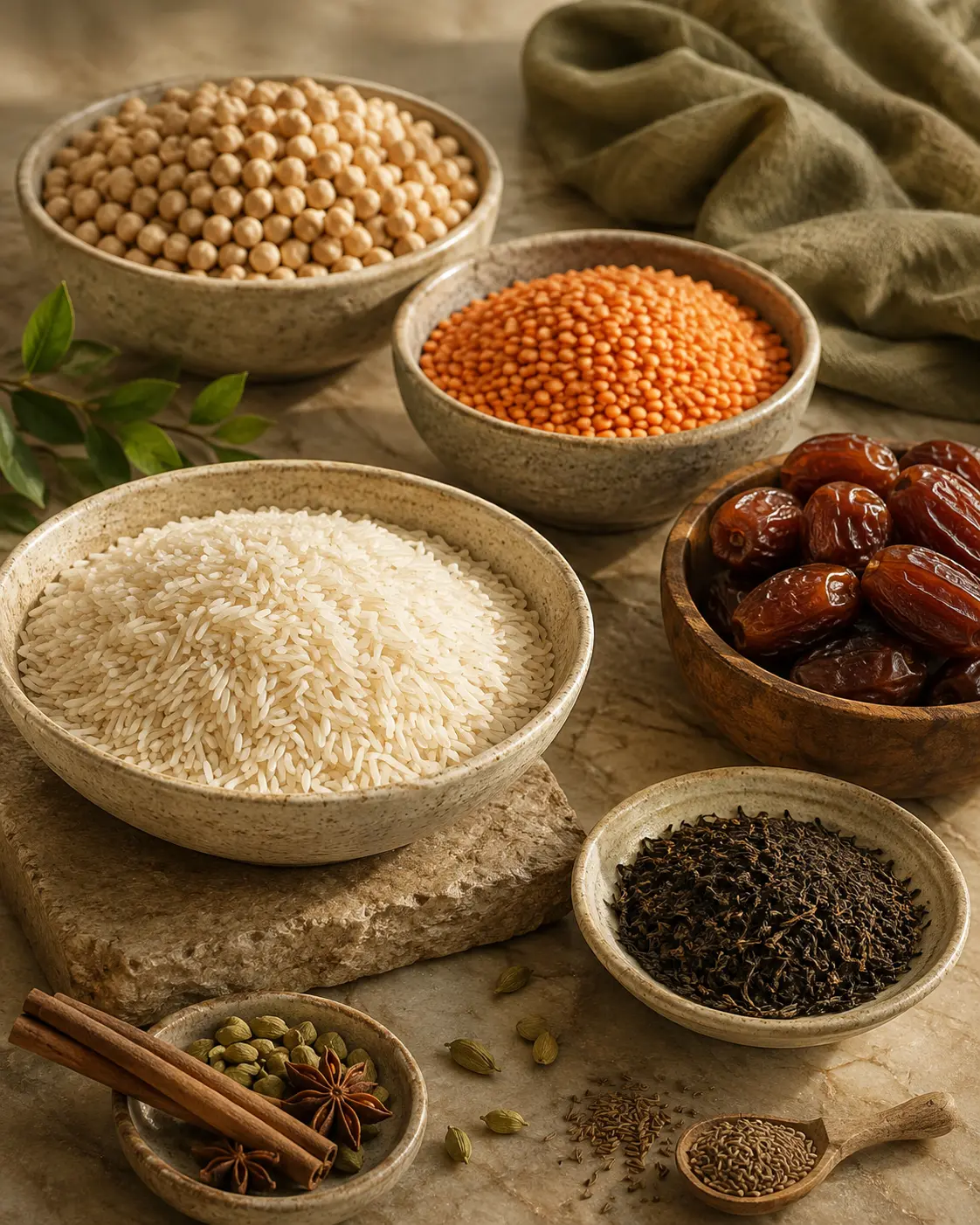 Rice lentils chickpeas and pantry staples
