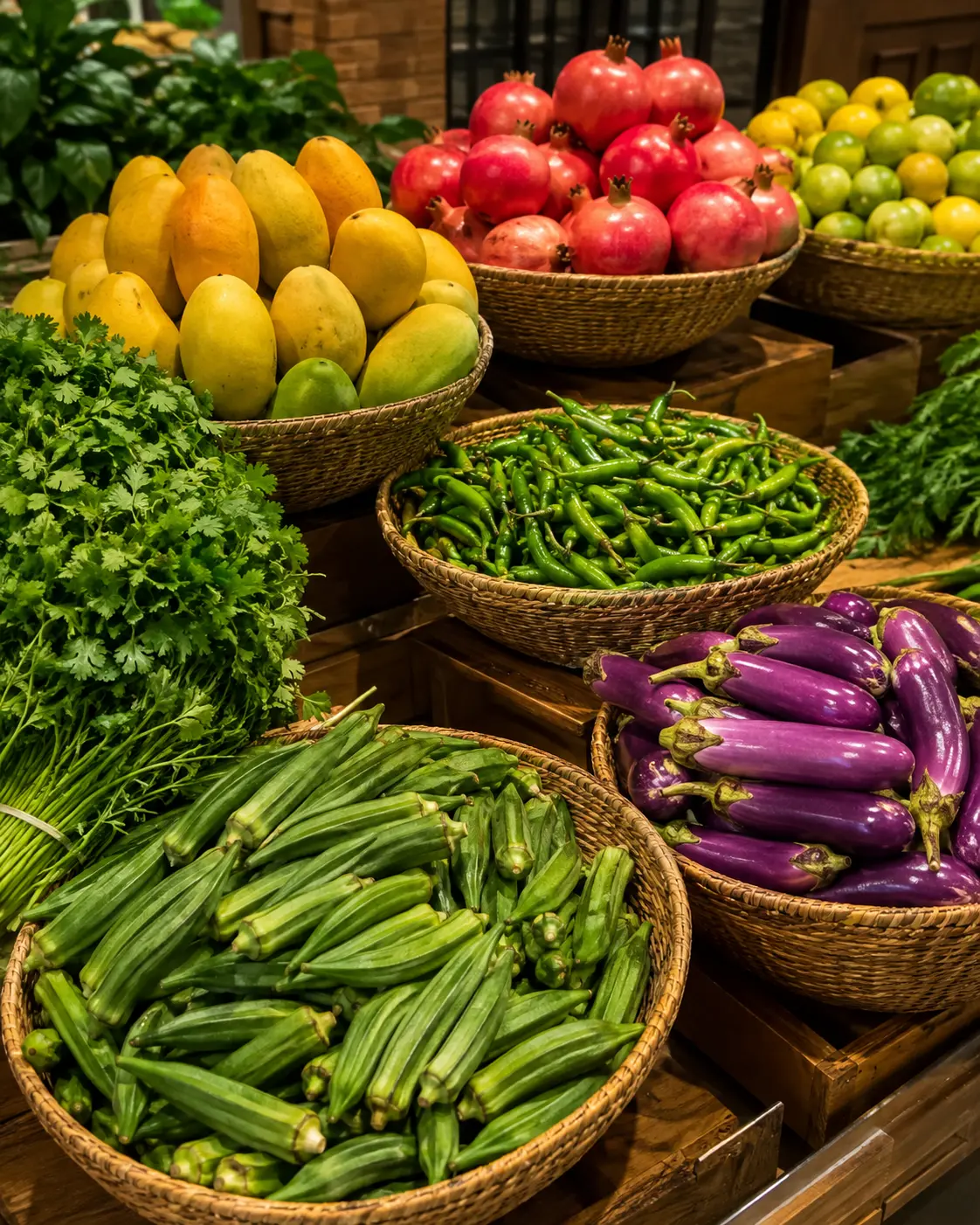 Fresh vegetables and fruit at a South Asian market